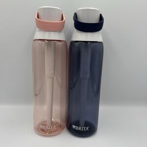 Brita 2 Pack Filtered Water Bottles with Straw, Pink & Blue, Reusable, BPA Free